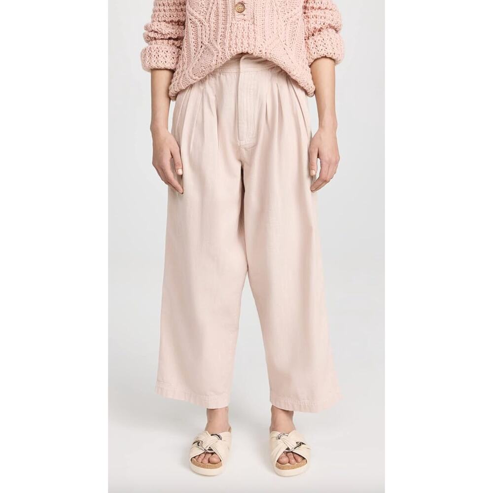 Free People Trouser Pants Womens 0 Pebble Pink Lotta Love Wide Leg High Rise